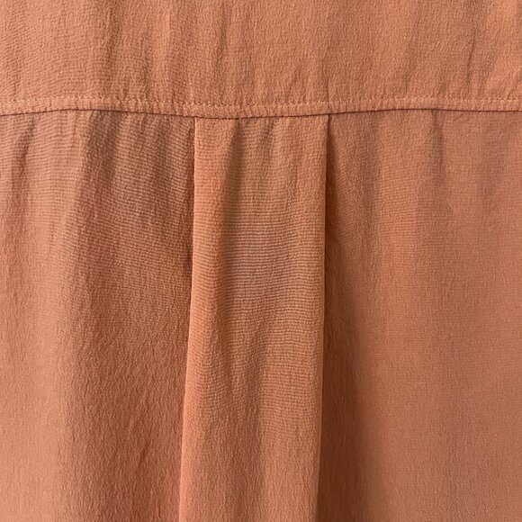 Lafayette 148 NY Sz 10 100% Silk Button Up Shirt Top Burnt Orange Quiet Luxury - Picture 4 of 14